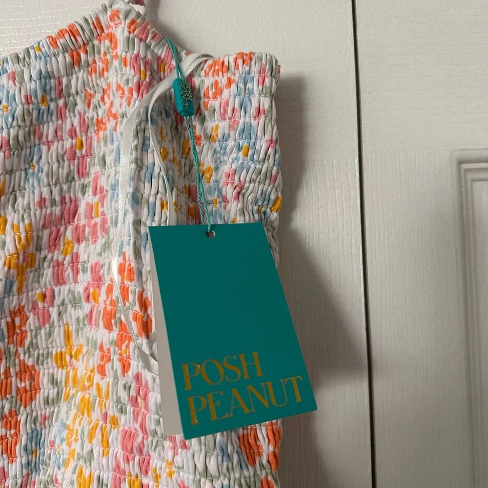 Brand New Posh Peanut Multicolor floral Smocked Jumpsuit - Picture 4 of 4